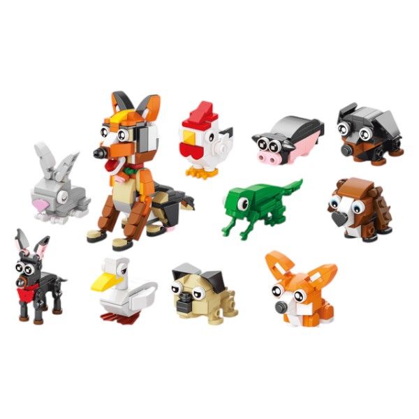 10-in-1 Animal Building Blocks Set - Multicolour - 361 Pieces