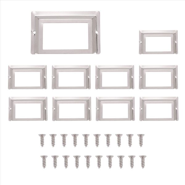 Office File Drawer Metal Tag Label Holder Silver Tone 10 Pieces