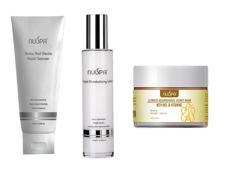 Nuspa Amino Acid Face Wash + Moisturizing lotion + Nourishing Honey Mask