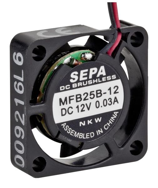 Sepa (MFB25B12) DC Axial Fan, 12 V, Square, 25 mm, 6 mm