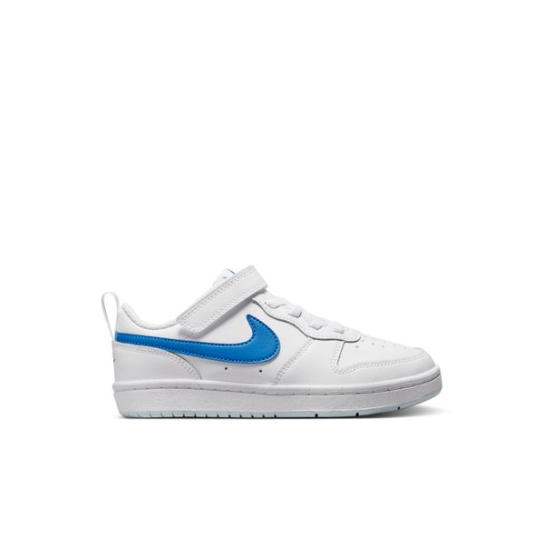 Nike Little Kids' Court Borough Low 2 Basketball Shoes - White/Blue