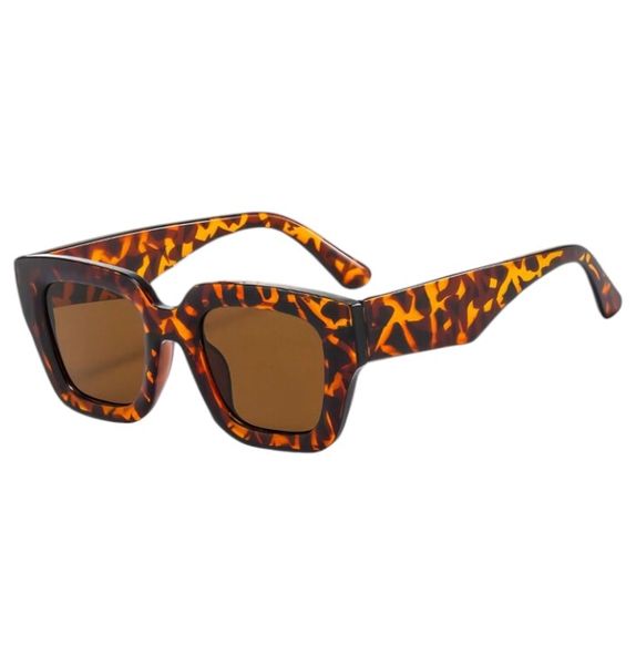 Women's Boho Leopard Print Square Frame Sunglasses - Amber &amp; Black