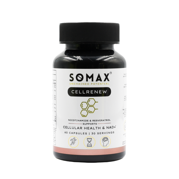 SOMAX CellRenew NAD Supplement | Nicotinamide, Resveratrol, CoQ10 - 60