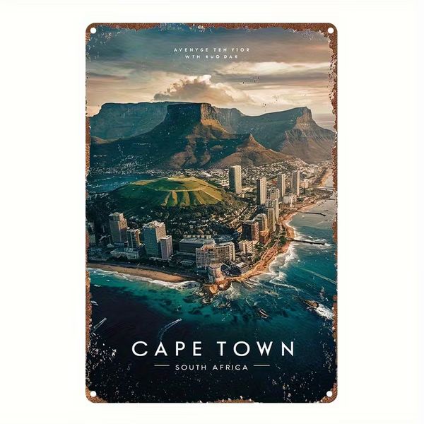 Decor Vintage Cape Town South Africa Metal Wall Sign - 30x20 cm