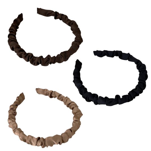 3 Piece Satin Pleated Headband Set - Multicolor