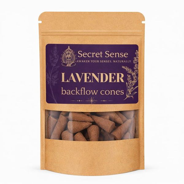 Secret Sense Lavender Backflow Incense Cones - Pack of 20