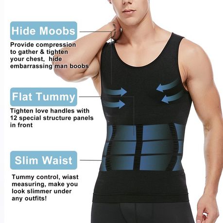 Shygol Men Compression Slimming Body Shaper Vest - Black