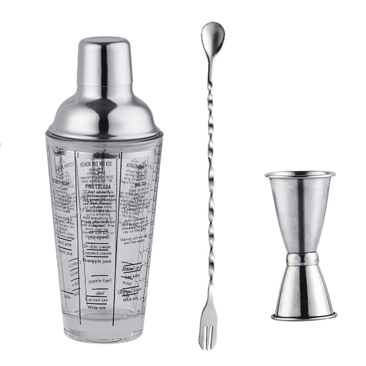 Glass Cocktail Shaker Transparent Scale Bar Shakers Cup Wine Mixing Bottle