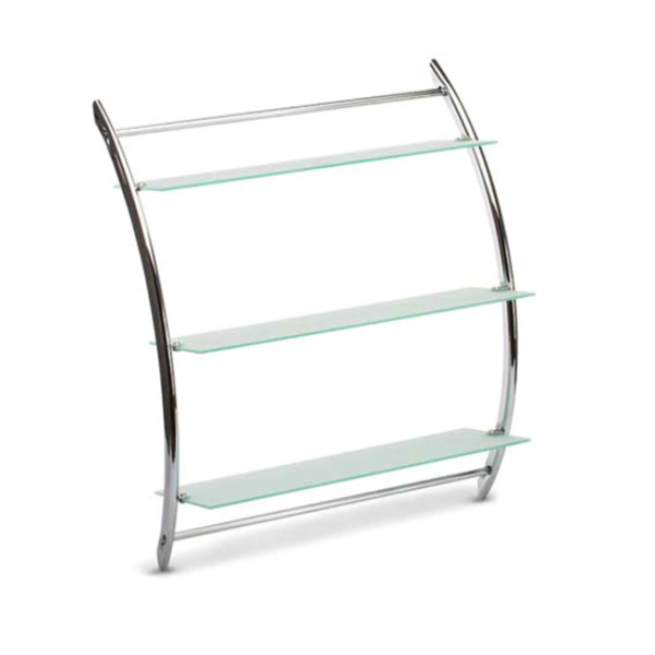 Wenko - 3-Shelf Wall Rack - Exclusive Vermont - Chrome &amp; Glass 57X71 X22
