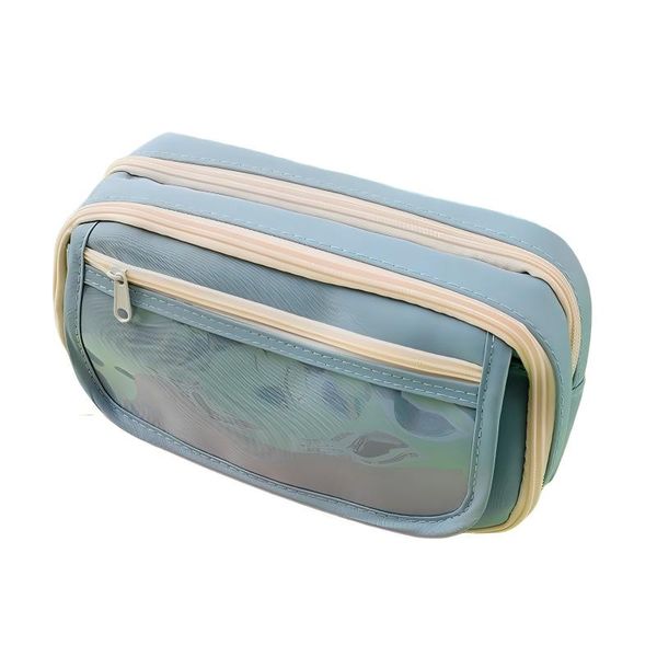 Transparent nine-layer panda flip-top zippered stationery storage bag