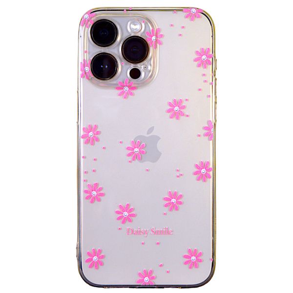Clear - Phone Case - with Pink Daisy Smile &amp; Cam Pro - Iphone 15 Pro