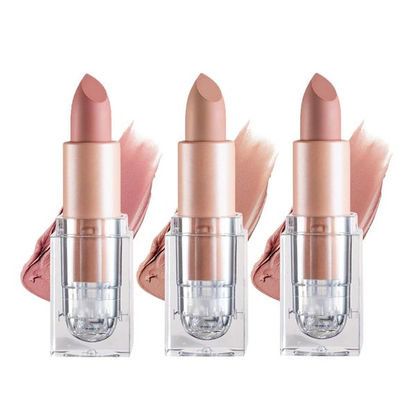 3 Piece Matte Nude Lipstick Set, Daily Lip Makeup