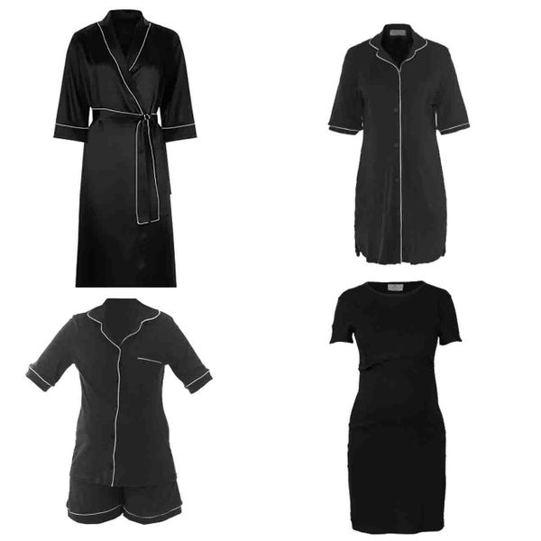 Hannah Grace Maternity Black Summer Hospital Set image