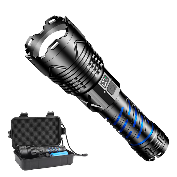 Rechargeable Telescopic Zoom Laser Flashlight 5000 High Lumens 16H Runtime