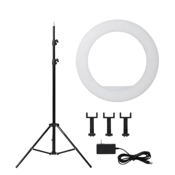 18 Inch Ring Light with Tripod &amp; 3 Phone Holders - LED Selfie Light