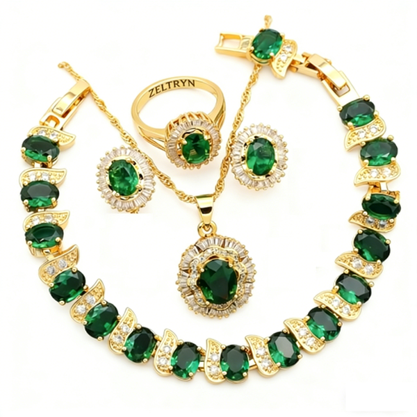 ZELTRYN Elegant 4-Piece Sparkling Cubic Zirconia Jewelry Set
