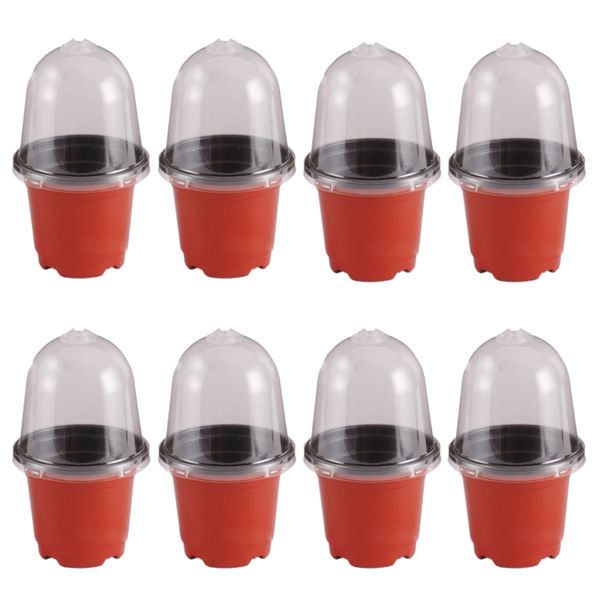 Garden Plastic Plant Nursery Pots With Drainage Holes Set of 8 - 15cm