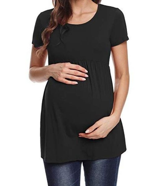 Absolute Maternity Short Sleeve Gathered Top - Black