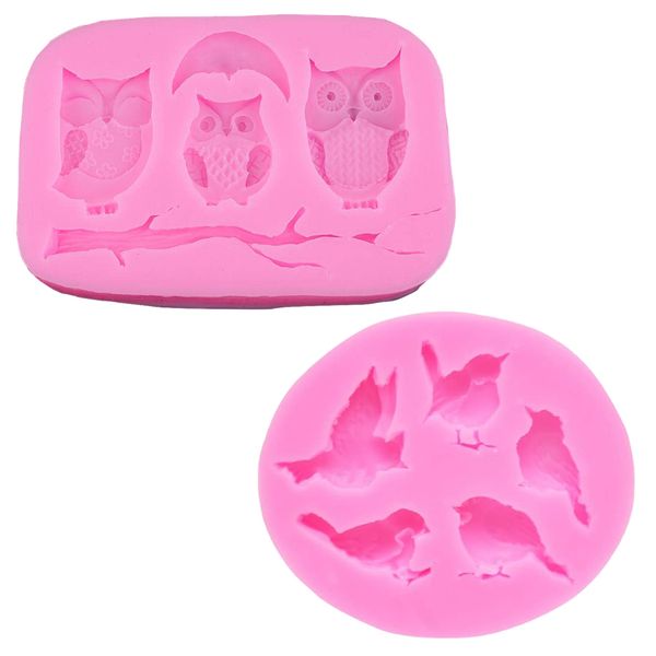 Kitchen Baking Multi Use - Silicone Birds/Owl Chocolate Mould - Set of 2