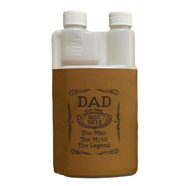 Plastic 500ml Squeezy Bottle with Engraved Leather Cover - Dad | Shop ...