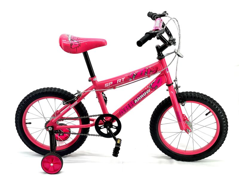 Kids 16" Bicycle BMX with trainer wheels - PINK