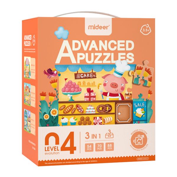 Mideer 3-in-1 Level Up Puzzles: Level 4 Around Town