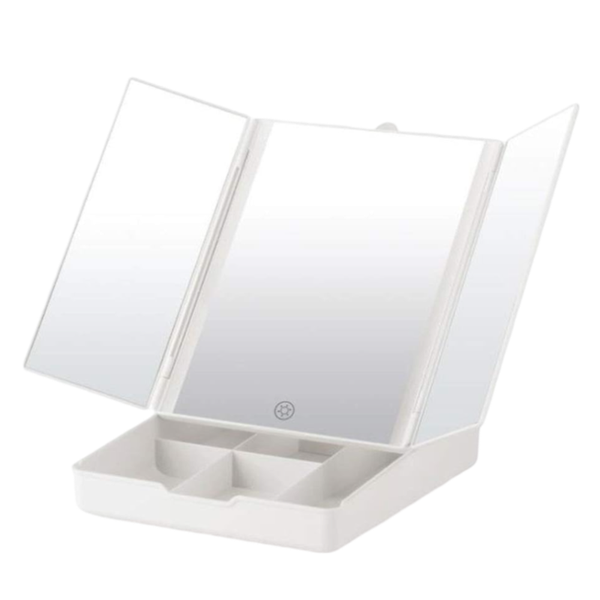 3-in-1 Foldable LED Mirror and Makeup Organizer AB-50