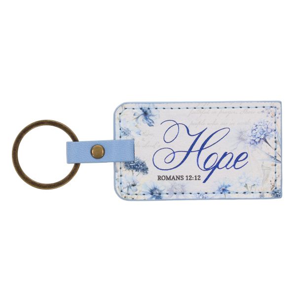Faux Leather Keychain - Hope, Blue Vintage Butterfly