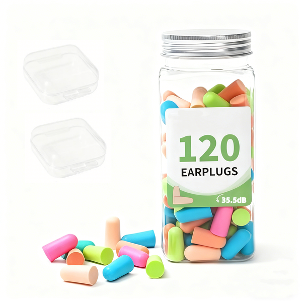 120 Pieces Noise Cancelling EarPlugs Reusable Earplugs for Sleeping Travel