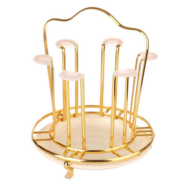 Round Storage 6 Cups Holder - Gold