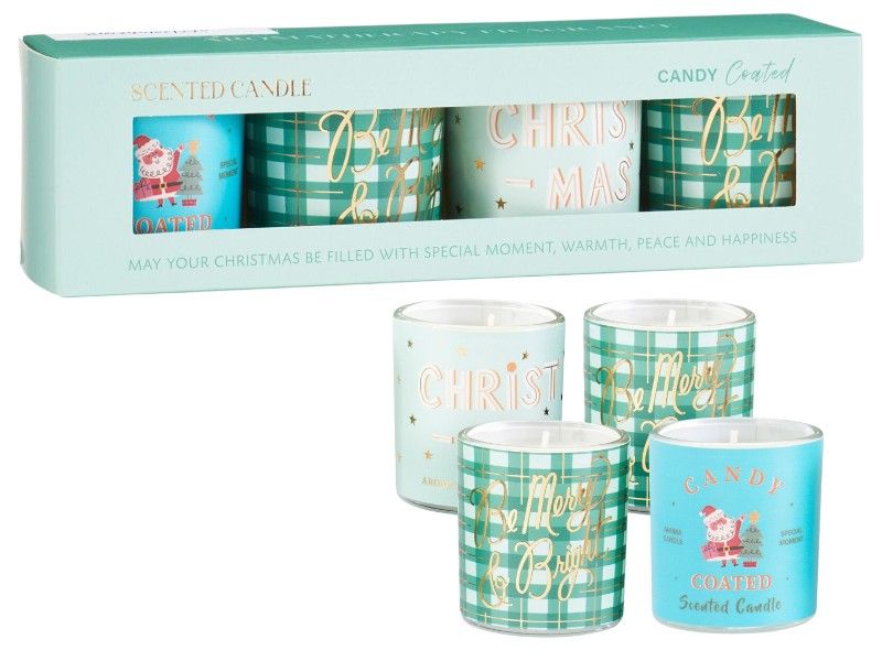 Scented Candle Set of 4 - Candy Coated, 9hr Burn
