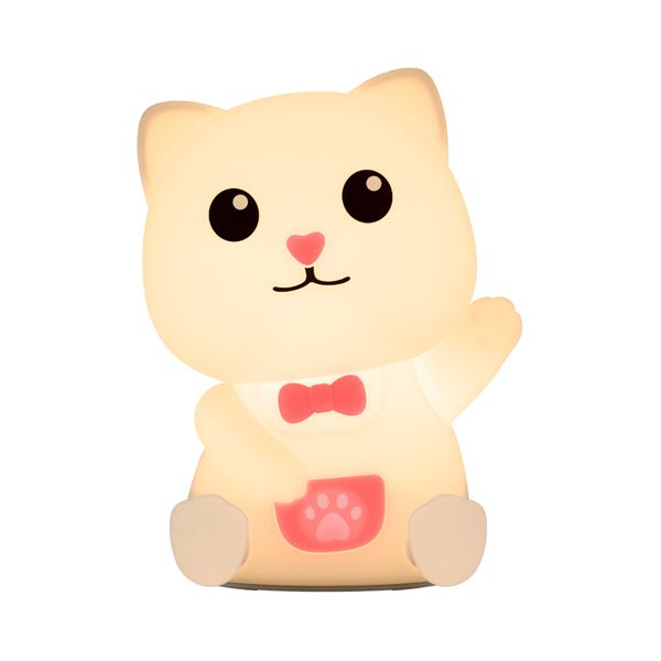 Lucky Cat LED Night Light - 2 Warm Light Modes, 7 Colours, Rechargeable