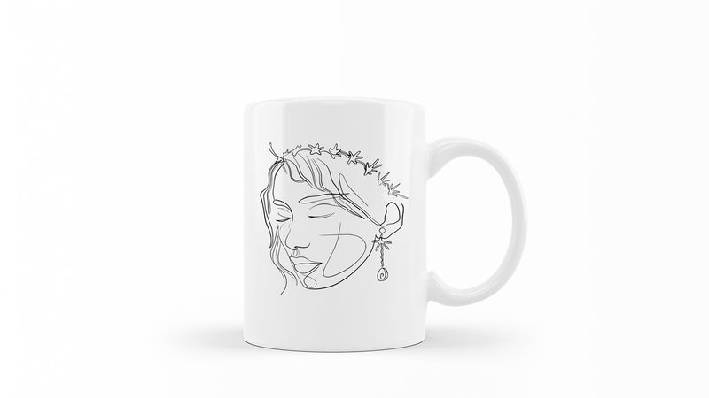 Designer Line Art Coffee Mug - Beauty 29