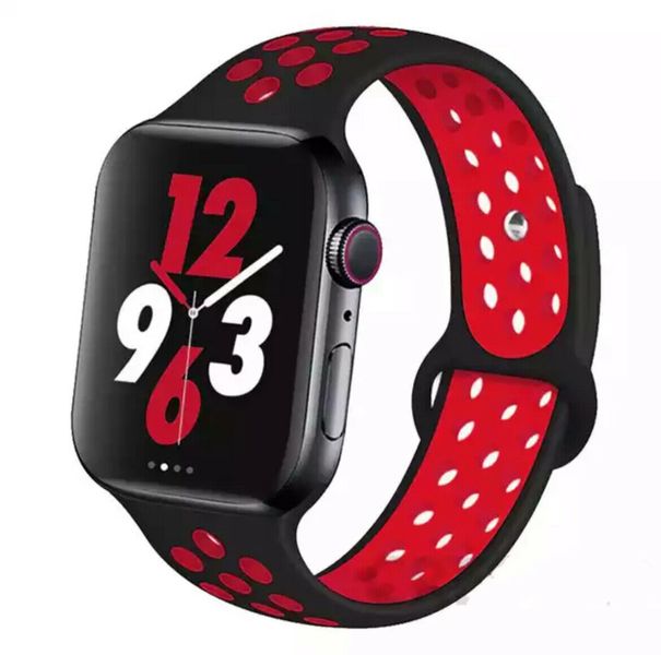 Silicone Band Strap for Apple Watch 38 / 40 / 41mm - Black &amp; Red