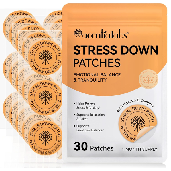 AcentialLabs Stress Down Patches 30Pck -Natural Stress Relief, Mood Support