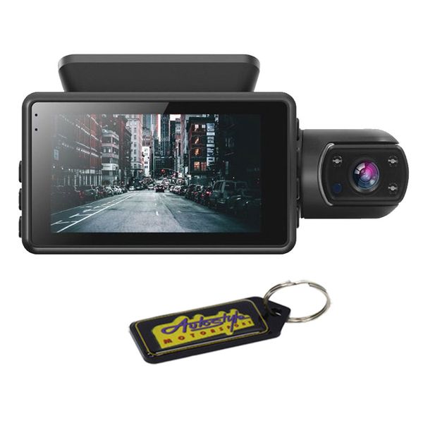 Mini Dashboard Car DVR Dual Camera Video Dashcam Recorder &amp; Gel Key Holder