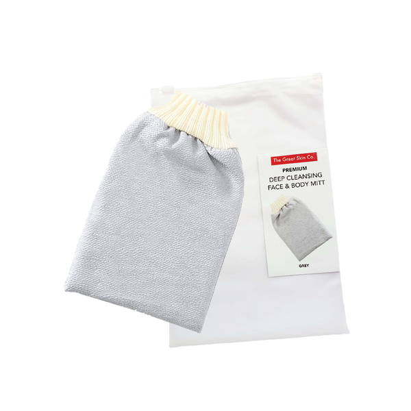Premium Deep Exfoliating Face &amp; Body Mitt Grey.Express Hammam at Home.Large.