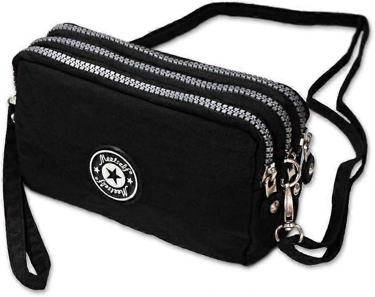 Women's Mobile Phone Wallet, Waterproof and Lightweight, Black, Multi-Pocket Design