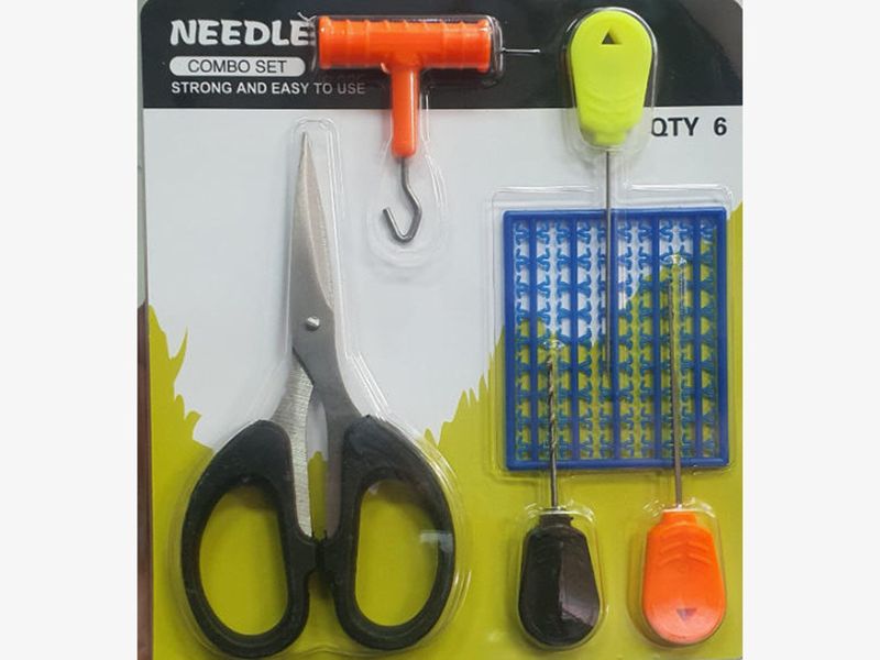 Carp Baiting Needle and Scissor Set 6 Pieces
