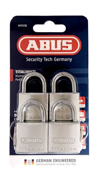 Padlock Abus Titalium 30mm pack of 4. Keyed alike