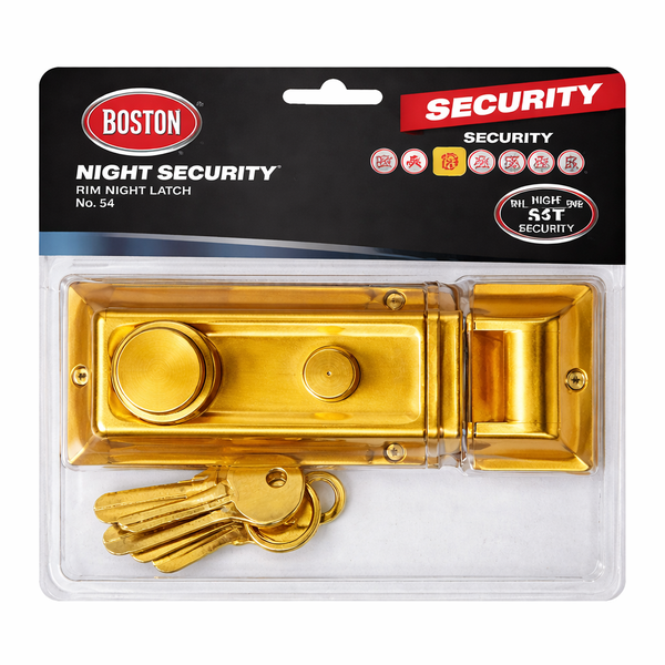 BOSTON Security Night Latch No.54 Brass High Security Door Lock