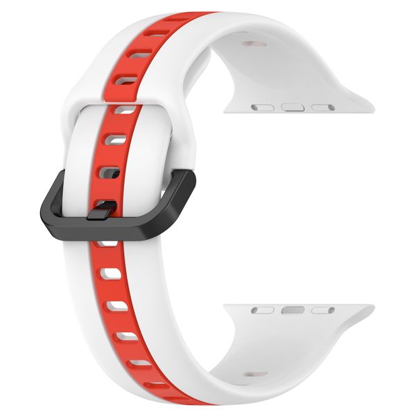 Two Tone Silicone Strap For Apple Watch 38/40/41mm - White &amp; Red