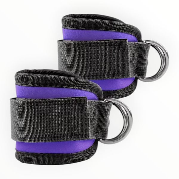 Gym Fitness Leg Training Ankle Strap Adjustable - Purple - Set of 2