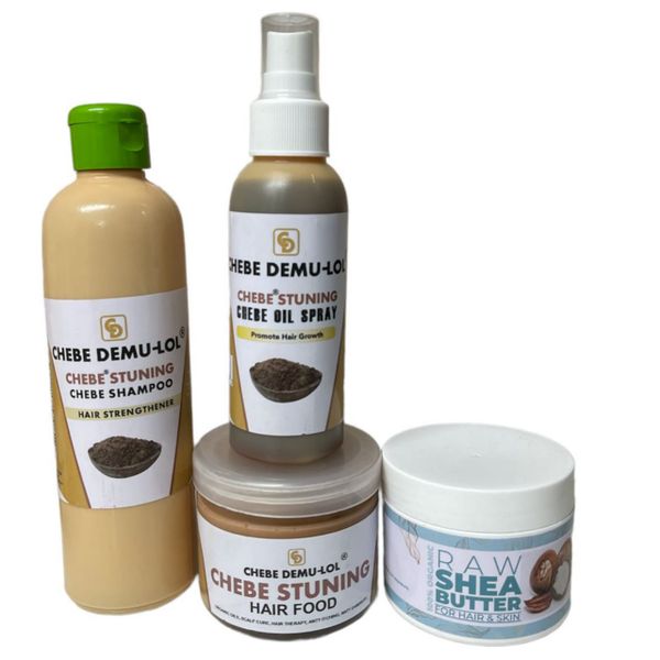 Chebe Stunning- Chebe Shampoo, Chebe Oil Spray &amp; Hairfood with Shea Butter