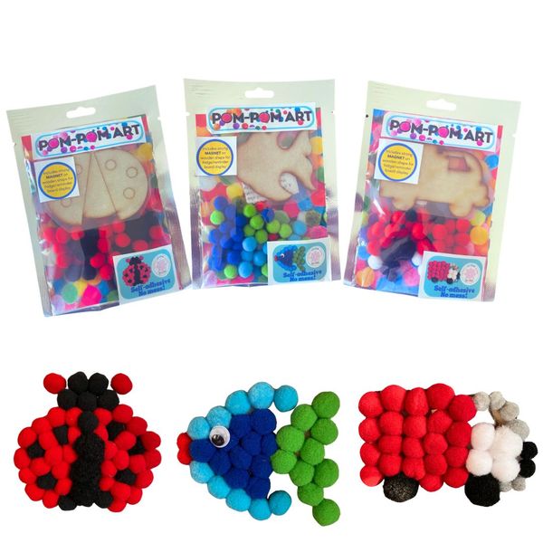 Craft Kit - Pom Pom Art -Ladybug, Fish, Truck (Small)