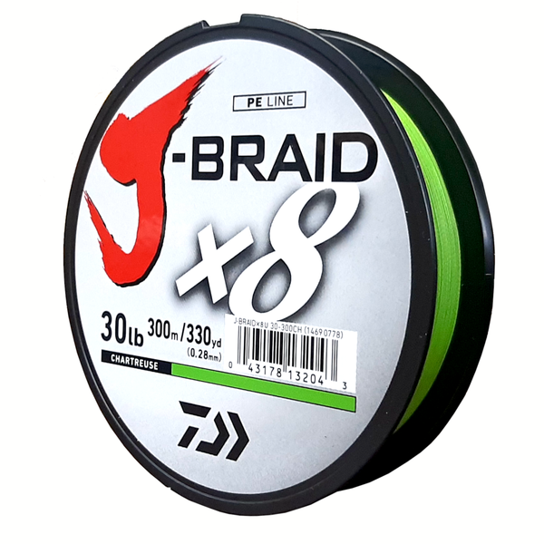 Daiwa J-Braid X8 Chartreuse 30LB .28MM 300m Spool