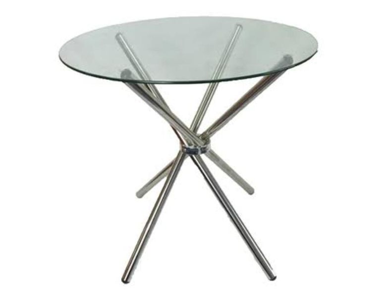 80cm Round Glass Table - Silver Legs