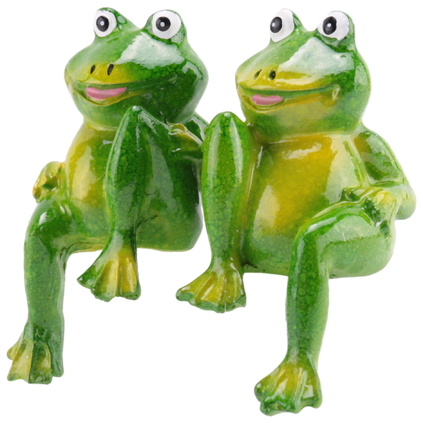 2Pcs/Set Cute Resin Sitting Frogs Garden Store Decorative S2