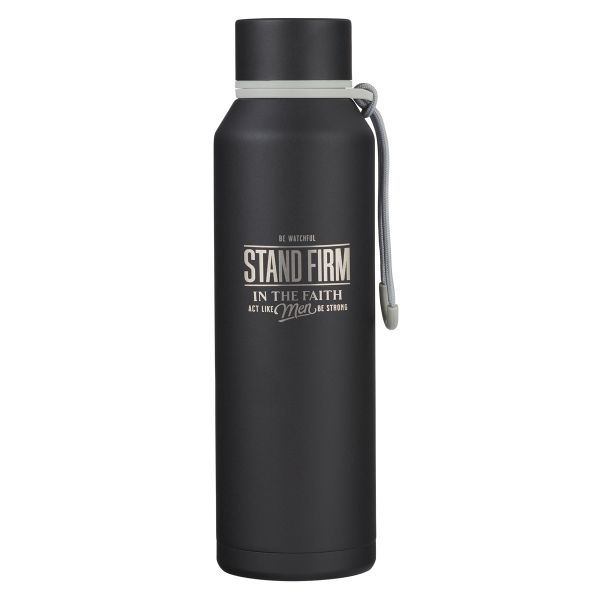 Stainless Steel Water Bottle - Stand Firm in the Faith, Black