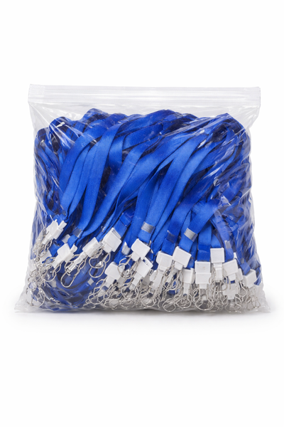 Blue ID Card Lanyard - Neck Strap for Keys and IDs-100 Pcs